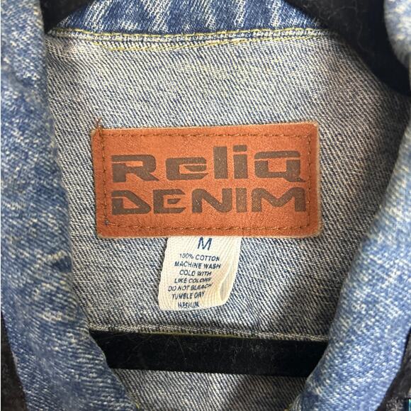 Reliq Denim Womens Medium Blue Jean Fringe Crop Vest Jacket Boho Rockstar Boho - Picture 3 of 6